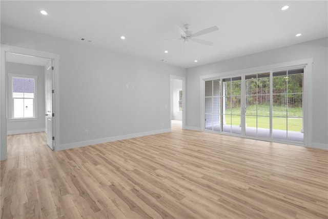 231 Salt Creek Way E, Brunswick, GA 31523 - spare room featuring ceiling fan, baseboards, light wood-style floors, and recessed lighting