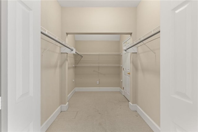 spacious closet with light colored carpet