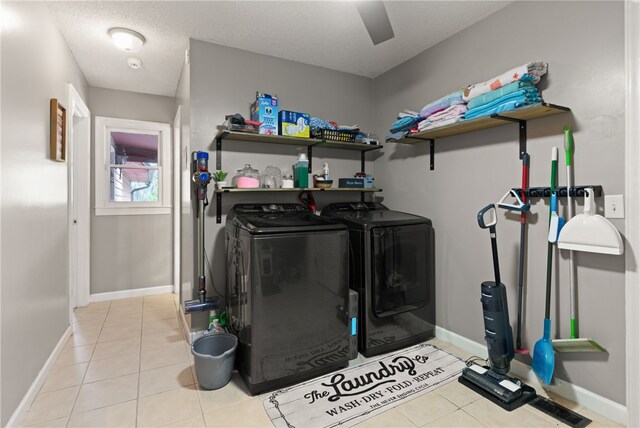 4936 US Highway 17 N, Brunswick, GA 31525 - laundry area with washing machine and dryer, light tile patterned floors, and a ceiling fan