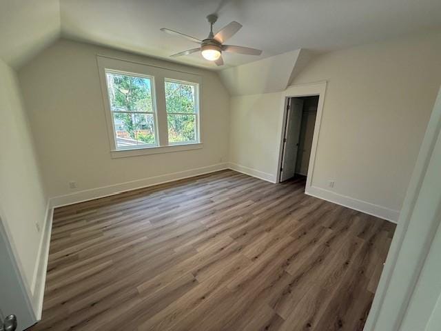117 Quamley Wells Dr, Saint Simons Island, GA 31522 - bonus room with vaulted ceiling, wood finished floors, a ceiling fan, and baseboards