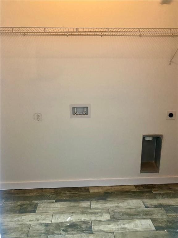 4726 New Jesup Hwy, Brunswick, GA 31520 - laundry area featuring electric dryer hookup, hookup for a washing machine, baseboards, and dark wood finished floors