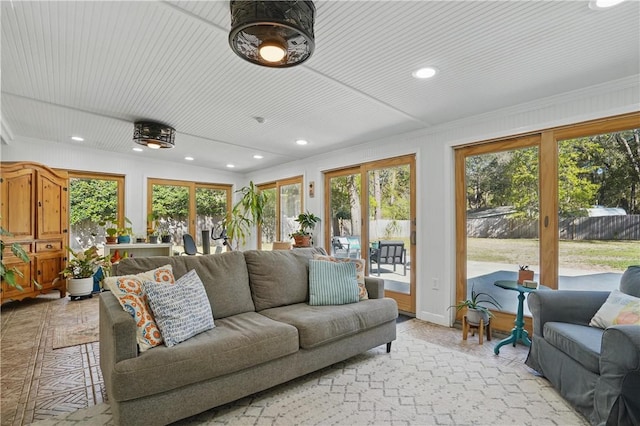 408 Couper Ave, Saint Simons Island, GA 31522 - sunroom featuring recessed lighting and ornamental molding