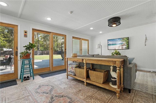 408 Couper Ave, Saint Simons Island, GA 31522 - living room with crown molding and recessed lighting