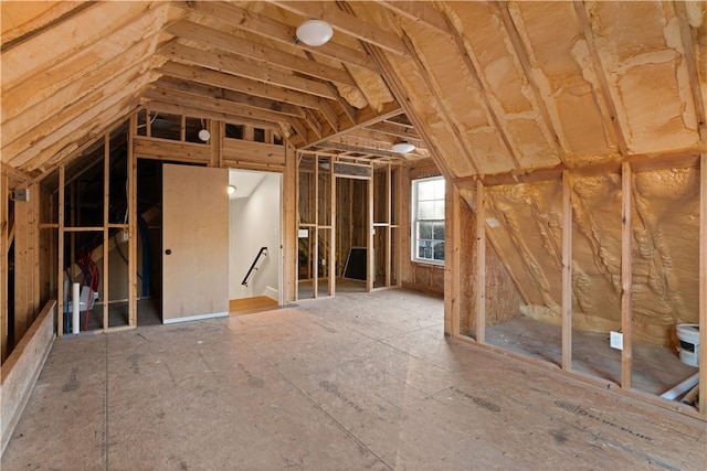 view of unfinished attic