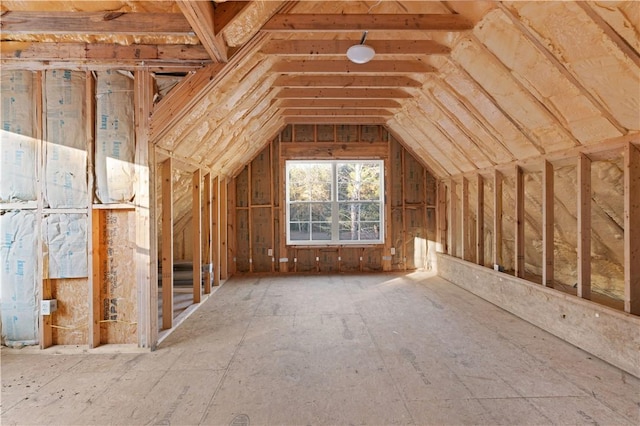 view of unfinished attic