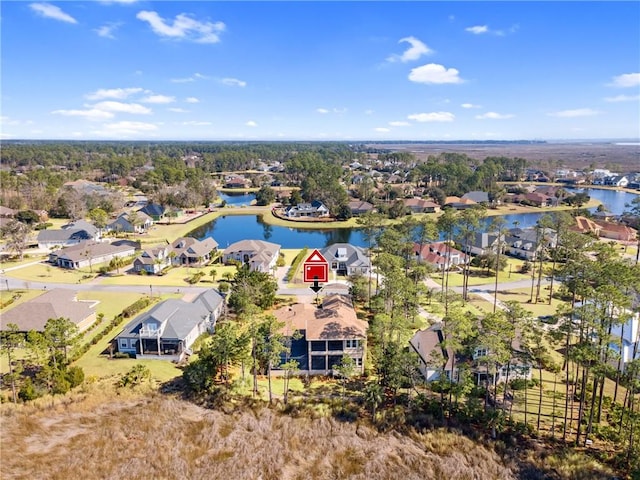 bird's eye view featuring a water view