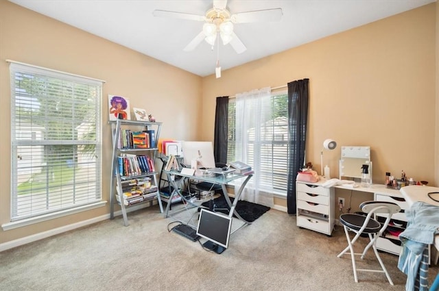 118 Drayton Cir, Brunswick, GA 31525 - carpeted office space featuring healthy amount of natural light and a ceiling fan