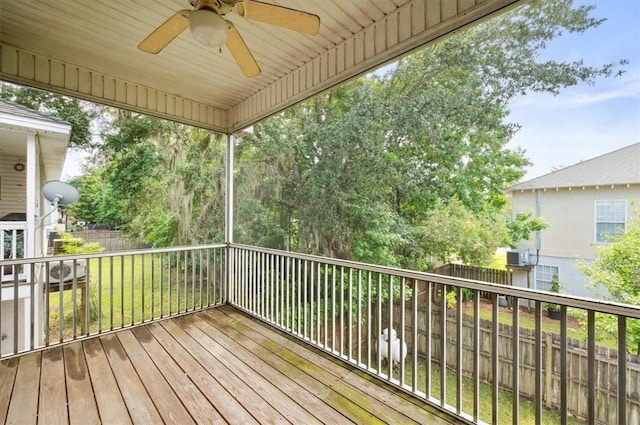 118 Drayton Cir, Brunswick, GA 31525 - deck with a ceiling fan and a fenced backyard