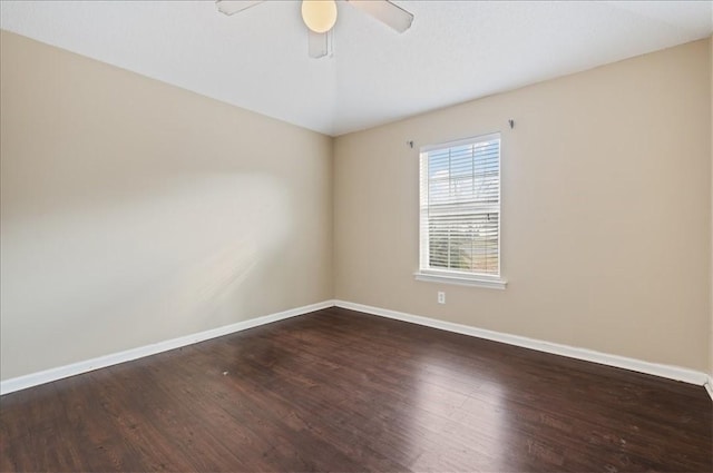 unfurnished room featuring ceiling fan and wood-type flooring