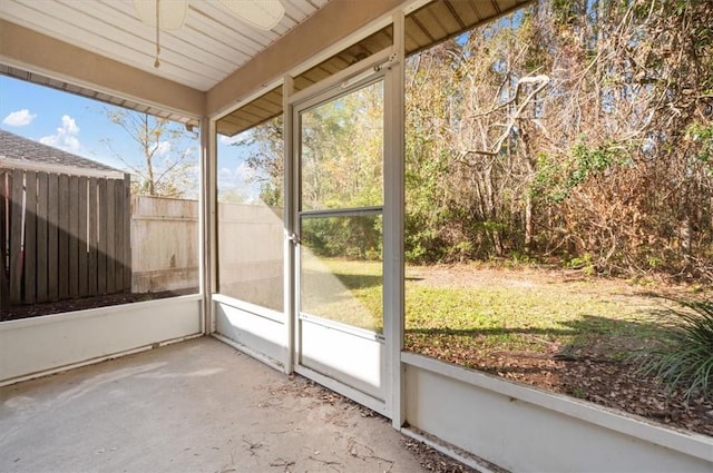 view of unfurnished sunroom