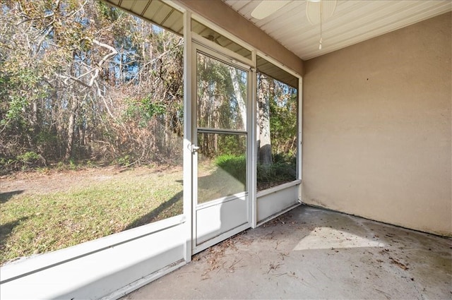 view of unfurnished sunroom