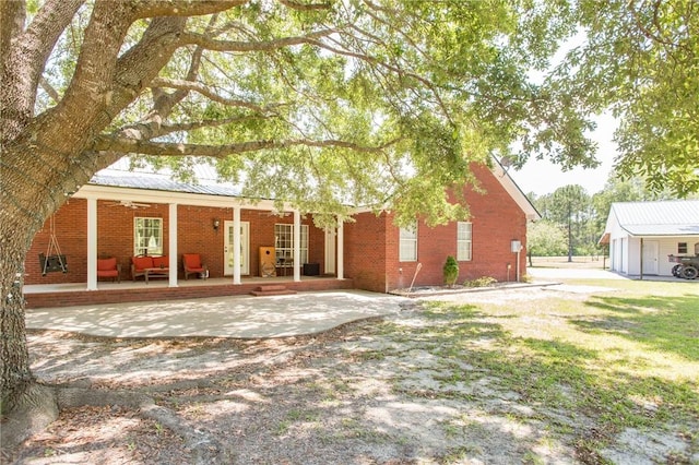 exterior space with a garage