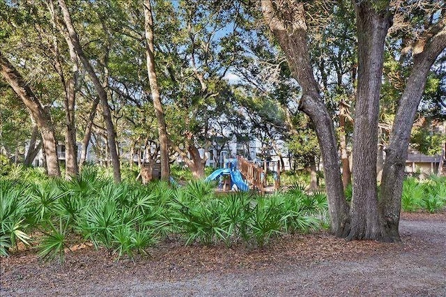 view of yard with a playground