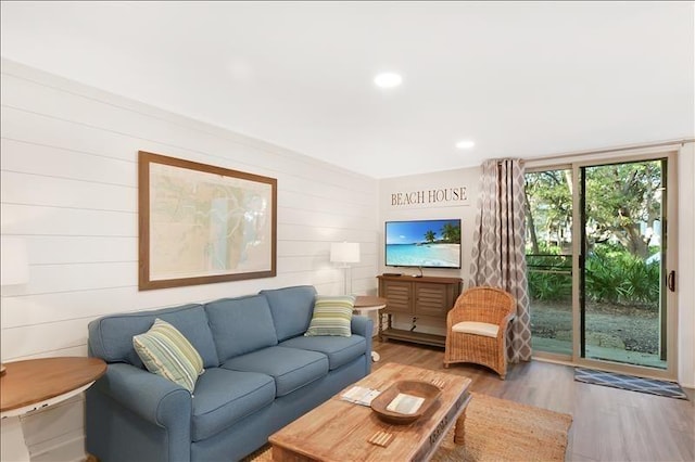 living room with wood-type flooring