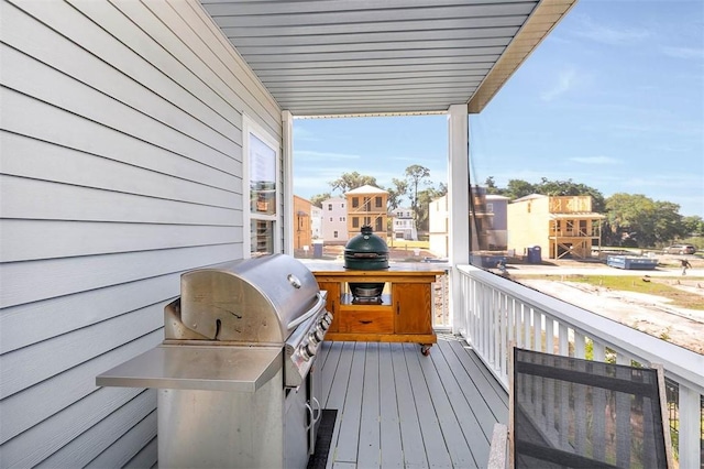 deck featuring grilling area