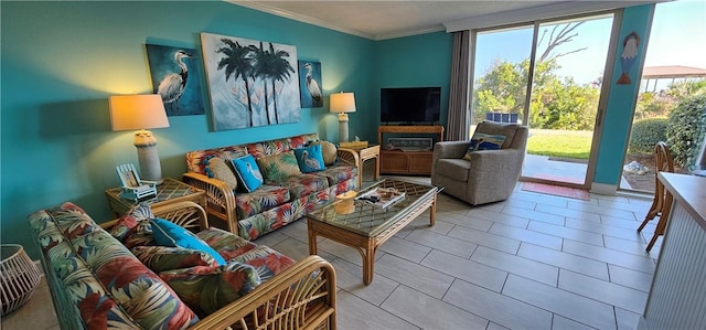 1175 N Beachview Dr Unit 311, Jekyll Island, GA 31527 - living room with ornamental molding and tile patterned flooring