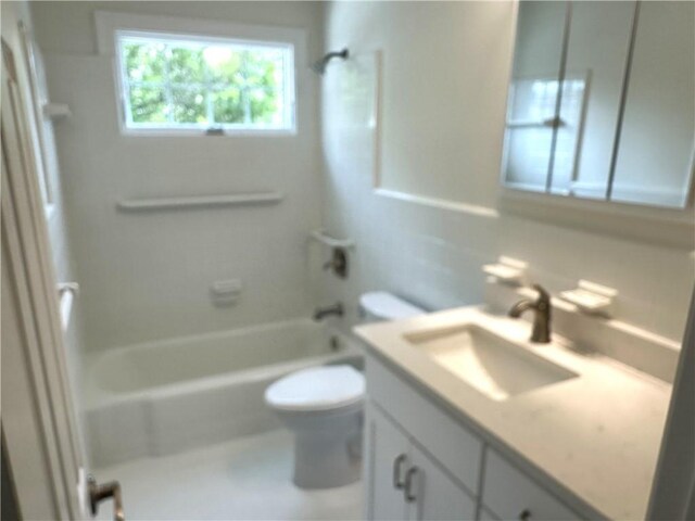 full bathroom with vanity, toilet, and shower / bath combination