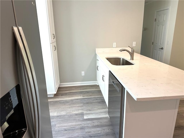 kitchen with white cabinetry, kitchen peninsula, and sink