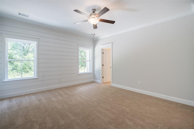 860 Kaitlyn Ave, Odum, GA 31555 - carpeted empty room with plenty of natural light, ceiling fan, and crown molding