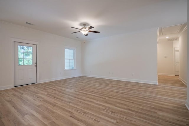 860 Kaitlyn Ave, Odum, GA 31555 - interior space featuring crown molding, ceiling fan, and light hardwood / wood-style floors