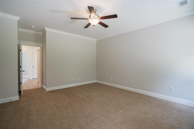 860 Kaitlyn Ave, Odum, GA 31555 - carpeted empty room with ceiling fan and crown molding
