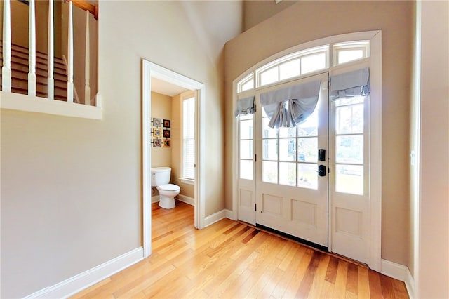 doorway to outside with light hardwood / wood-style floors