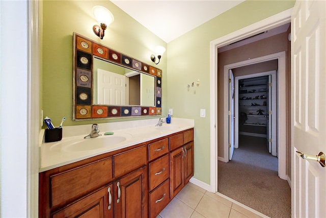 163 N Cottages Dr, Saint Simons Island, GA 31522 - full bath featuring double vanity and tile patterned floors