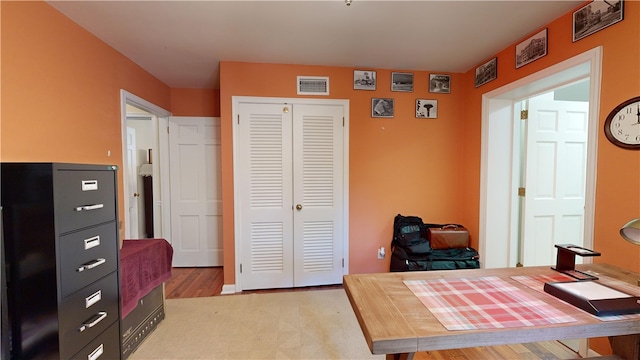 view of carpeted home office