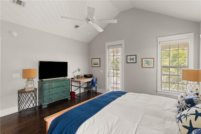 1073 Demere Rd, Saint Simons Island, GA 31522 - bedroom featuring lofted ceiling, wood finished floors, multiple windows, and baseboards