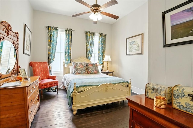 604 Union St, Brunswick, GA 31520 - bedroom with dark wood finished floors and ceiling fan