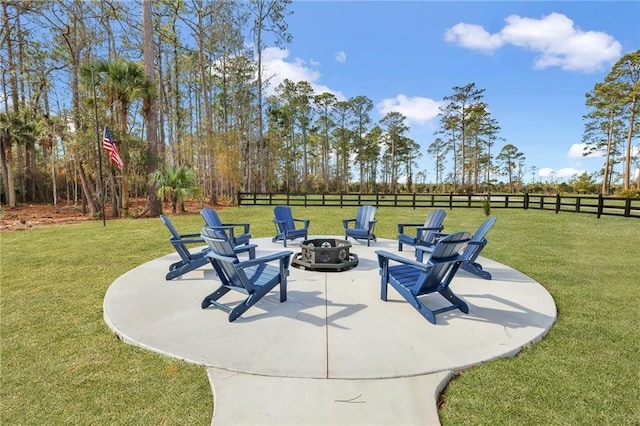 view of patio / terrace with fence and an outdoor fire pit