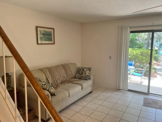 view of tiled living room