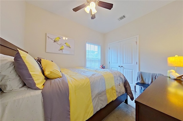 288 Bridgewater Ln, Darien, GA 31305 - carpeted bedroom featuring a closet and ceiling fan