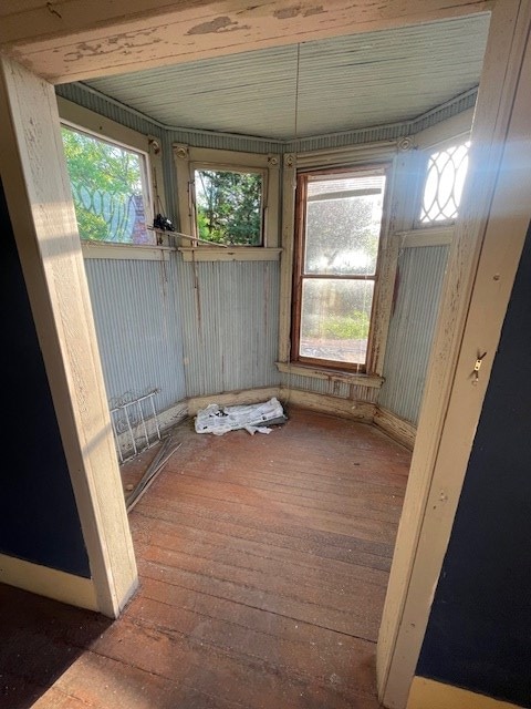 interior space with wood-type flooring and a healthy amount of sunlight