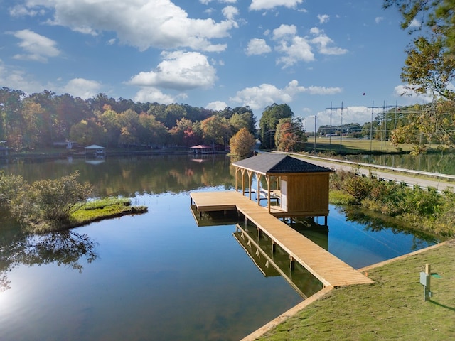 dock area featuring a water view