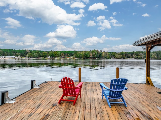 view of dock featuring a water view