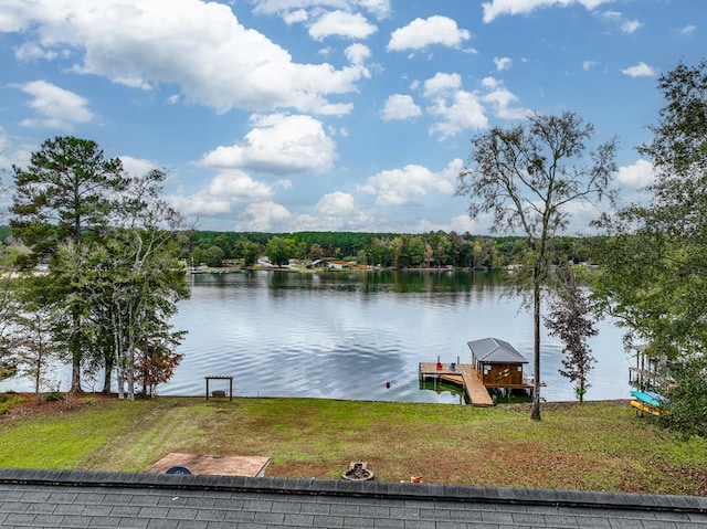 water view with a boat dock