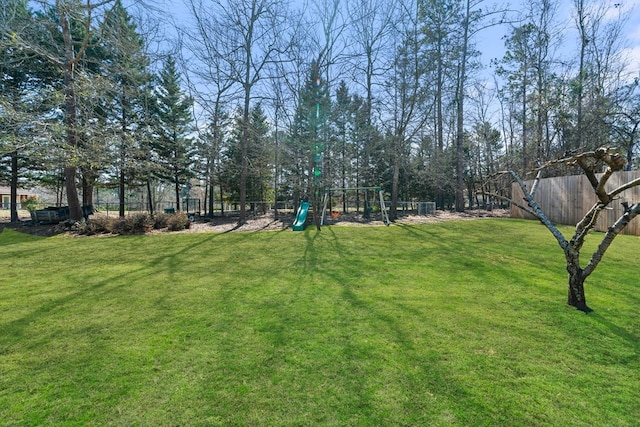 view of yard with fence and playground community