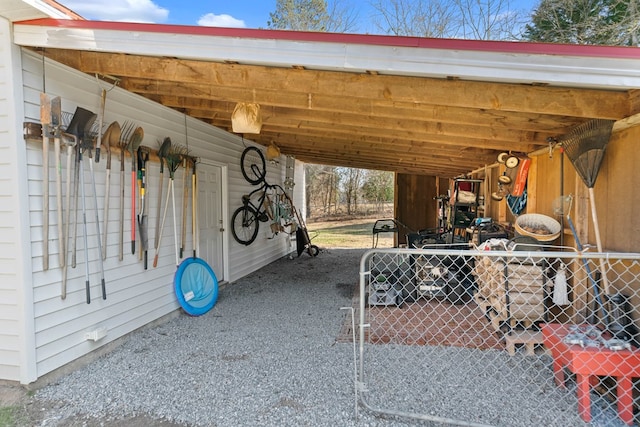 exterior space featuring a carport