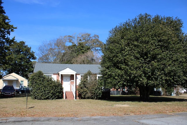 view of property hidden behind natural elements with a front lawn