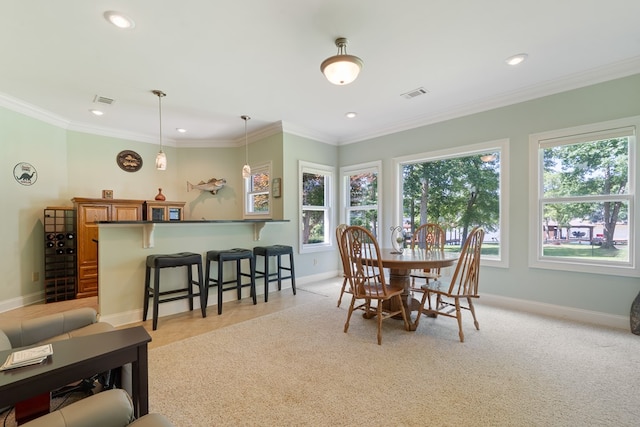 128A Montego Bay Rd, Milledgeville, GA 31061 - dining area featuring baseboards, recessed lighting, and ornamental molding