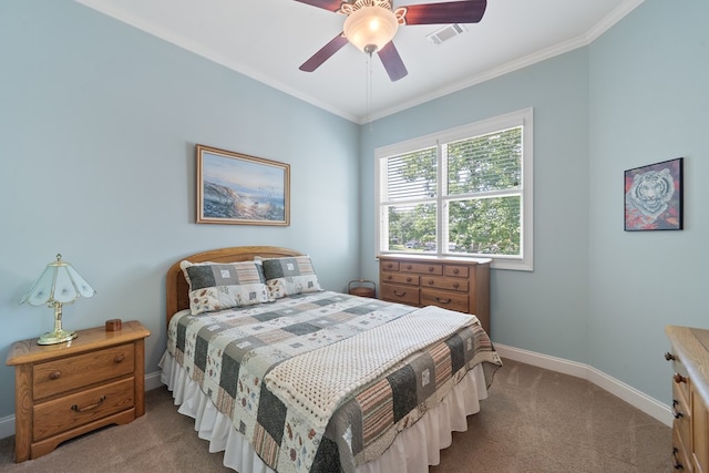 128A Montego Bay Rd, Milledgeville, GA 31061 - bedroom with carpet flooring, baseboards, ornamental molding, and a ceiling fan