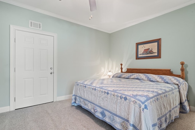 128A Montego Bay Rd, Milledgeville, GA 31061 - carpeted bedroom featuring crown molding, baseboards, and a ceiling fan