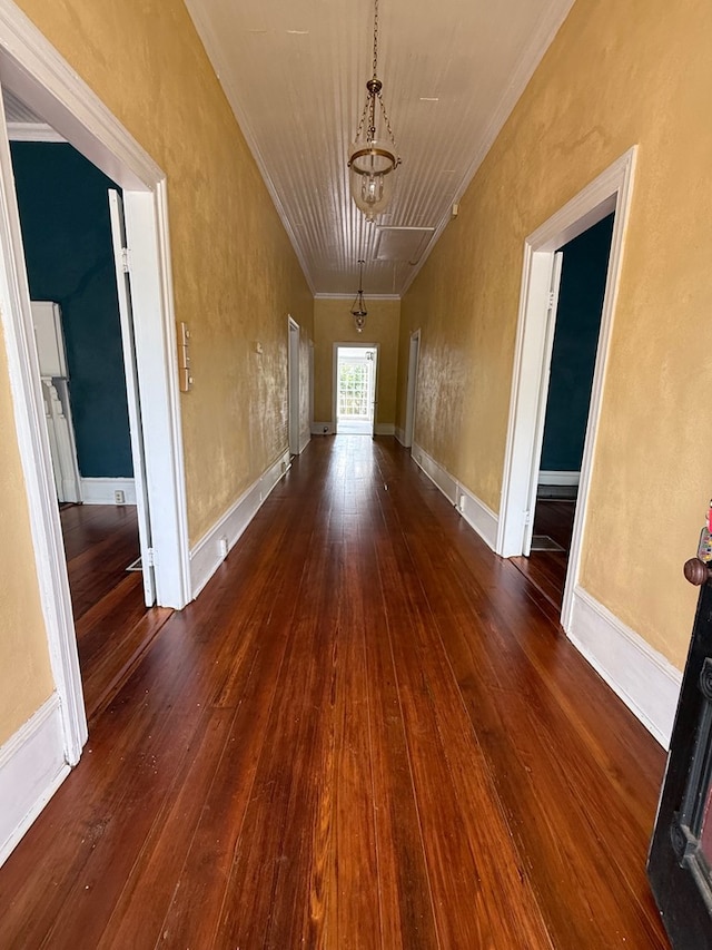 120 Franklin St, Milledgeville, GA 31061 - hall with ornamental molding, hardwood / wood-style flooring, a chandelier, and baseboards