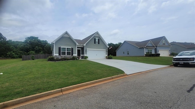 110 Colin Ln, Eatonton, GA 31024 - ranch-style home with a front lawn, driveway, a garage, and stone siding