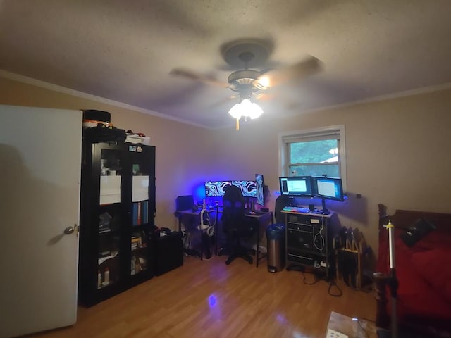 1745 Cedarwood Dr, Milledgeville, GA 31061 - office with wood finished floors, ceiling fan, and crown molding