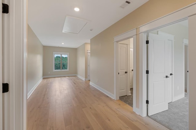 hall featuring light wood-type flooring