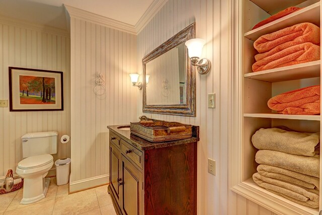 136 Kings Rd, Milledgeville, GA 31061 - bathroom with crown molding, vanity, and tile patterned flooring