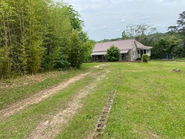 view of yard featuring a trampoline