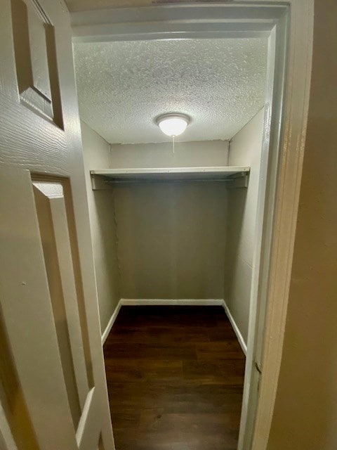 walk in closet featuring dark wood-style floors